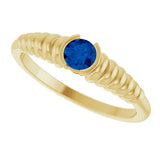 14K Gold Round Natural Blue Sapphire Half-Bezel Solitaire Ring - Yellow Gold - view 5