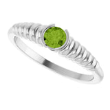 14K Gold Round Natural Peridot Half-Bezel Solitaire Ring - White Gold - view 5