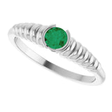 14K Gold Round Lab-Grown Emerald Half-Bezel Solitaire Ring - White Gold - view 5