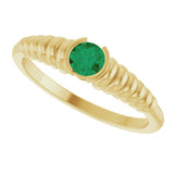 14K Gold Round Lab-Grown Emerald Half-Bezel Solitaire Ring - Yellow Gold - view 5