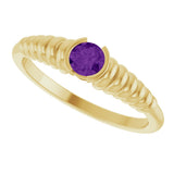 14K Gold Round Natural Amethyst Half-Bezel Solitaire Ring - Yellow Gold - view 5