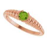 14K Gold Round Natural Peridot Half-Bezel Solitaire Ring - Rose Gold - view 5