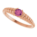 14K Gold Round Natural Pink Tourmaline Half-Bezel Solitaire Ring - Rose Gold - view 5