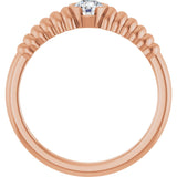 14K Gold Round Natural White Sapphire Half-Bezel Solitaire Ring - Rose Gold - view 2