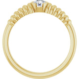 14K Gold Round Natural White Sapphire Half-Bezel Solitaire Ring - Yellow Gold - view 2