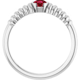 14K Gold Round Natural Ruby Half-Bezel Solitaire Ring - White Gold - view 2