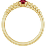 14K Gold Round Natural Ruby Half-Bezel Solitaire Ring - Yellow Gold - view 2