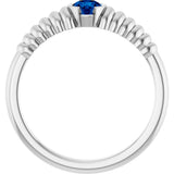 14K Gold Round Lab-Grown Blue Sapphire Half-Bezel Solitaire Ring - White Gold - view 2