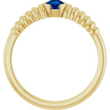 14K Gold Round Natural Blue Sapphire Half-Bezel Solitaire Ring - Yellow Gold - view 2