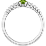 Platinum Round Natural Peridot Half-Bezel Solitaire Ring - view 2