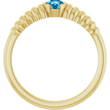 14K Gold Round Natural Blue Zircon Half-Bezel Solitaire Ring - Yellow Gold - view 2