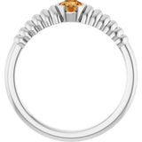 14K Gold Round Natural Citrine Half-Bezel Solitaire Ring - White Gold - view 2