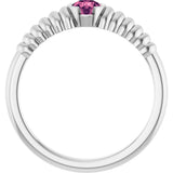 14K Gold Round Natural Pink Tourmaline Half-Bezel Solitaire Ring - White Gold - view 2