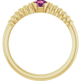 14K Gold Round Natural Pink Tourmaline Half-Bezel Solitaire Ring - Yellow Gold - view 2