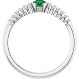 14K Gold Round Lab-Grown Emerald Half-Bezel Solitaire Ring - White Gold - view 2