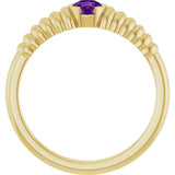 14K Gold Round Natural Amethyst Half-Bezel Solitaire Ring - Yellow Gold - view 2