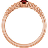 14K Gold Round Natural Mozambique Garnet Half-Bezel Solitaire Ring - Rose Gold - view 2