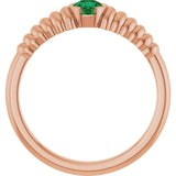 14K Gold Round Natural Emerald Half-Bezel Solitaire Ring - Rose Gold - view 2