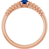 14K Gold Round Natural Blue Sapphire Half-Bezel Solitaire Ring - Rose Gold - view 2