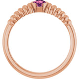 14K Gold Round Natural Pink Tourmaline Half-Bezel Solitaire Ring - Rose Gold - view 2