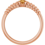 14K Gold Round Natural Citrine Half-Bezel Solitaire Ring - Rose Gold - view 2
