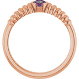 14K Gold Round Lab-Grown Alexandrite Half-Bezel Solitaire Ring - Rose Gold - view 2