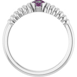 Platinum Round Lab-Grown Alexandrite Half-Bezel Solitaire Ring - view 2