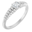 Platinum Round Natural White Sapphire Half-Bezel Solitaire Ring