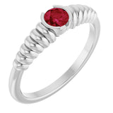 Platinum Round Natural Ruby Half-Bezel Solitaire Ring