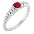 14K Gold Round Lab-Grown Ruby Half-Bezel Solitaire Ring - White Gold
