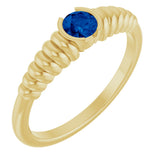 14K Gold Round Lab-Grown Blue Sapphire Half-Bezel Solitaire Ring - Yellow Gold
