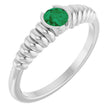 Platinum Round Lab-Grown Emerald Half-Bezel Solitaire Ring