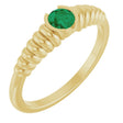 14K Gold Round Lab-Grown Emerald Half-Bezel Solitaire Ring - Yellow Gold