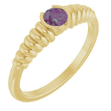 14K Gold Round Lab-Grown Alexandrite Half-Bezel Solitaire Ring - Yellow Gold