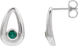 Platinum Round Lab-Grown Emerald Geometric Earrings