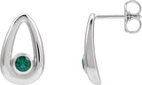Platinum Round Lab-Grown Emerald Geometric Earrings