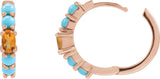 14K Gold Oval Natural Citrine Accented Hoop Earrings - Rose Gold - view 3