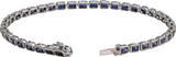 14K Gold Emerald Lab-Grown Blue Sapphire Bezel-Set Line Bracelet - White Gold - view 2