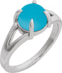 Platinum Oval Natural Turquoise Cabochon Ring – 6-7mm Stones