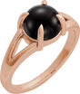 14K Gold Round Natural Onyx Cabochon Ring - Rose Gold