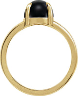 14K Gold Round Natural Onyx Cabochon Ring - Yellow Gold - view 2