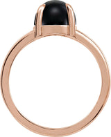 14K Gold Round Natural Onyx Cabochon Ring - Rose Gold - view 2
