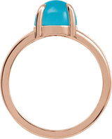 14K Gold Oval Natural Turquoise Cabochon Ring – 6-7mm Stones - Rose Gold - view 2