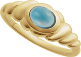 14K Gold Oval Natural London Blue Topaz Bezel-Set Puffed Cabochon Ring - Yellow Gold - view 4