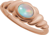 14K Gold Oval Natural Ethiopian Opal Bezel-Set Puffed Cabochon Ring - Rose Gold - view 4