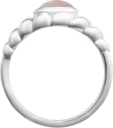 14K Gold Oval Natural Ethiopian Opal Bezel-Set Puffed Cabochon Ring - White Gold - view 2