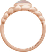 14K Gold Oval Natural Ethiopian Opal Bezel-Set Puffed Cabochon Ring - Rose Gold - view 2