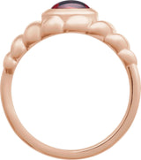 14K Gold Oval Natural Mozambique Garnet Bezel-Set Puffed Cabochon Ring - Rose Gold - view 2