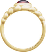 14K Gold Oval Natural Mozambique Garnet Bezel-Set Puffed Cabochon Ring - Yellow Gold - view 2