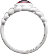 14K Gold Oval Natural Mozambique Garnet Bezel-Set Puffed Cabochon Ring - White Gold - view 2